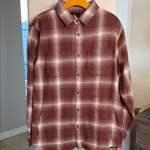 QuiksilverBrown and white Plaid FlannelCasual Shirt